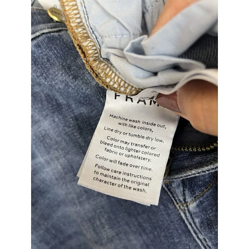 Frame Jeans Womens 30 Blue Distressed‎ Denim Le High Skinny Sleek Boho Indie Art